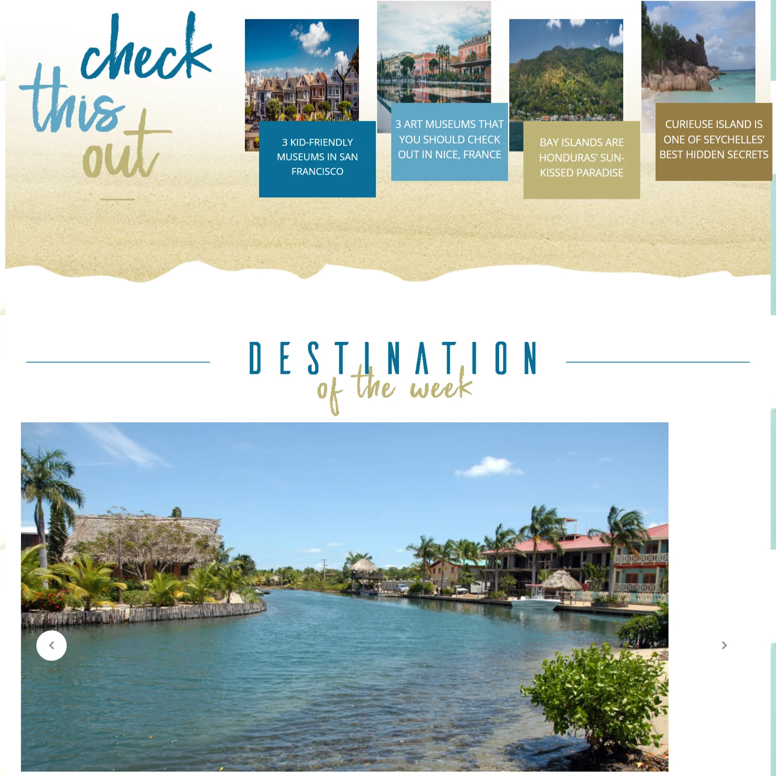 website designed using Divi theme (travel website)