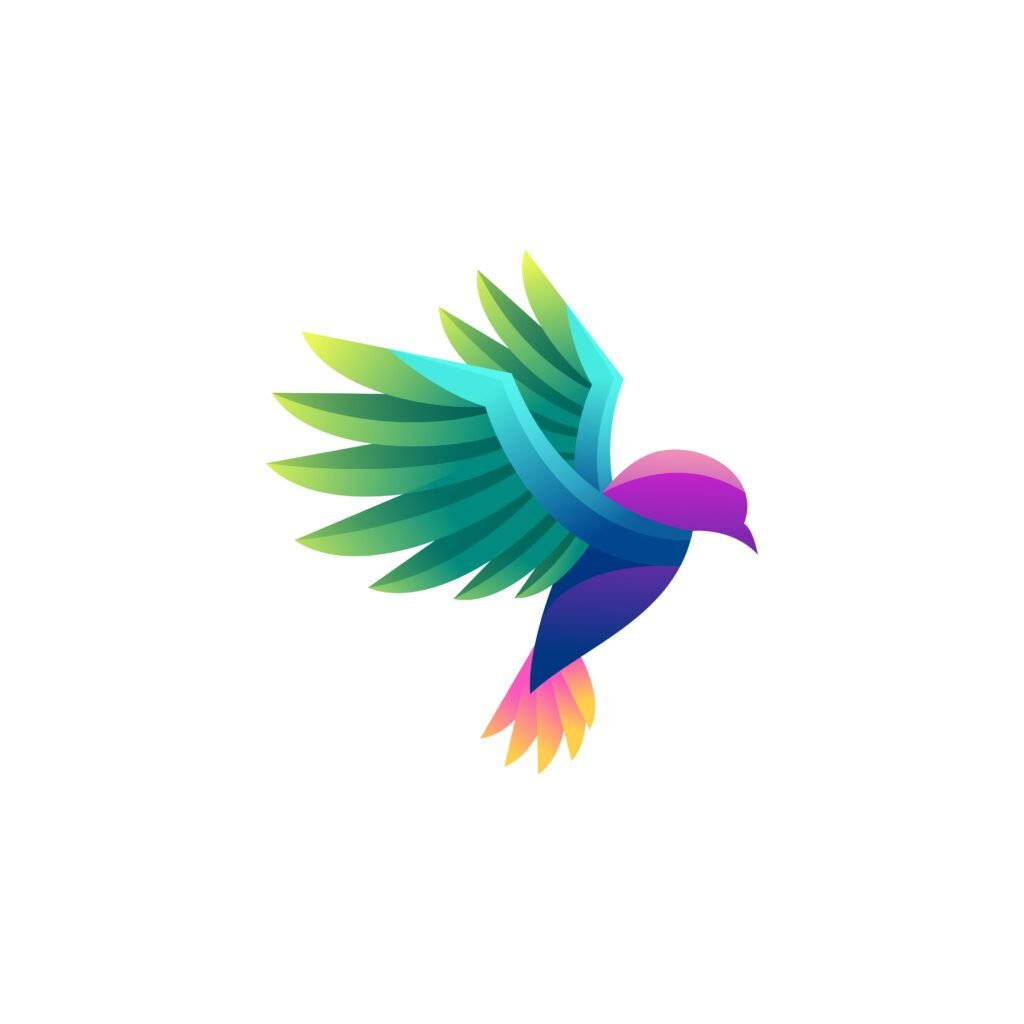 Colorful bird illustration gradient logo