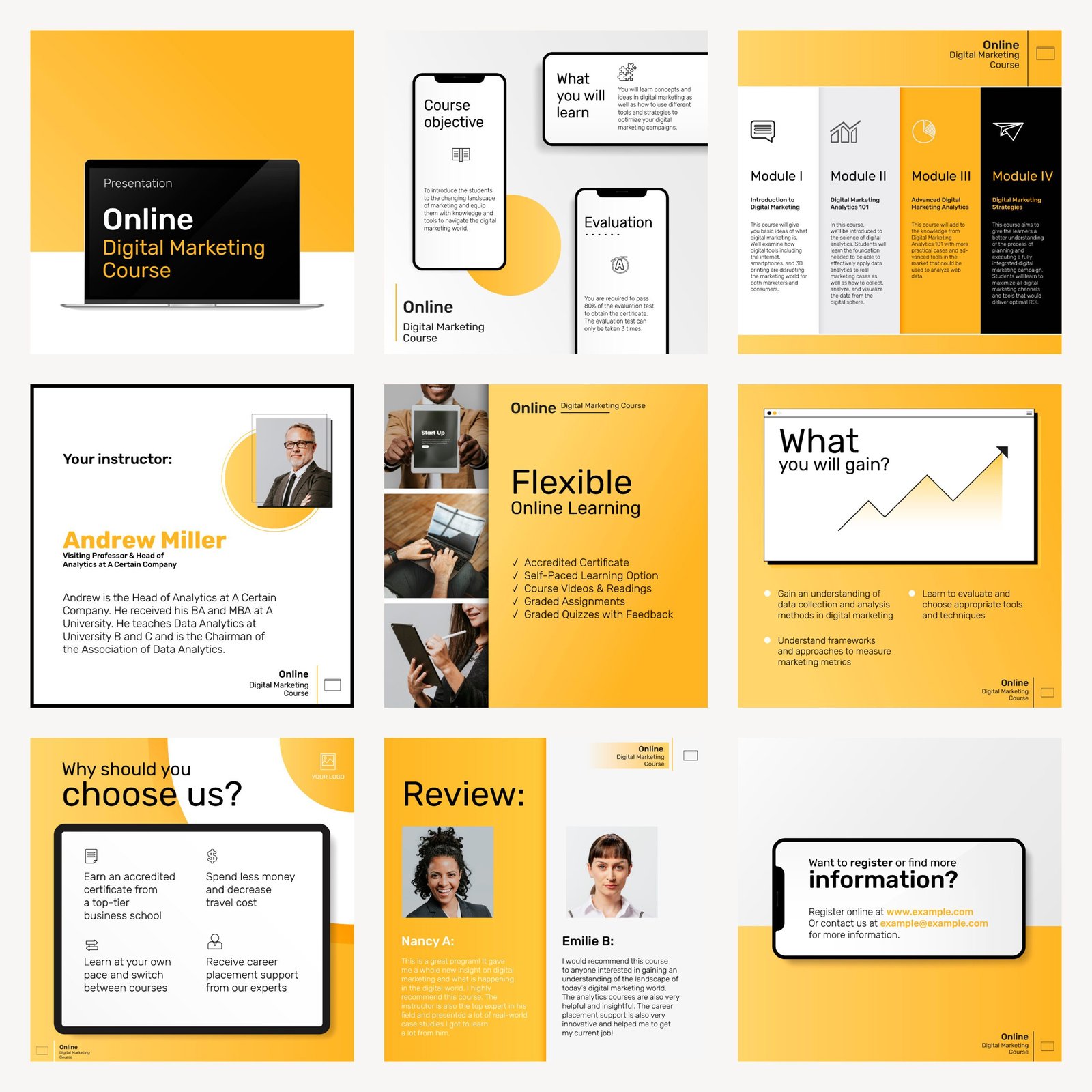 Digital marketing business template vector social media post set